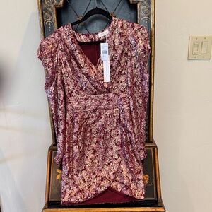 Jonathan Simkhai Burgundy and Gold Textured Dress